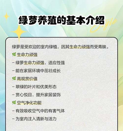 绿箩的养殖方法和注意事项？